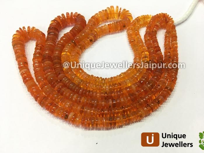 Fire Opal Smooth Tyre Beads